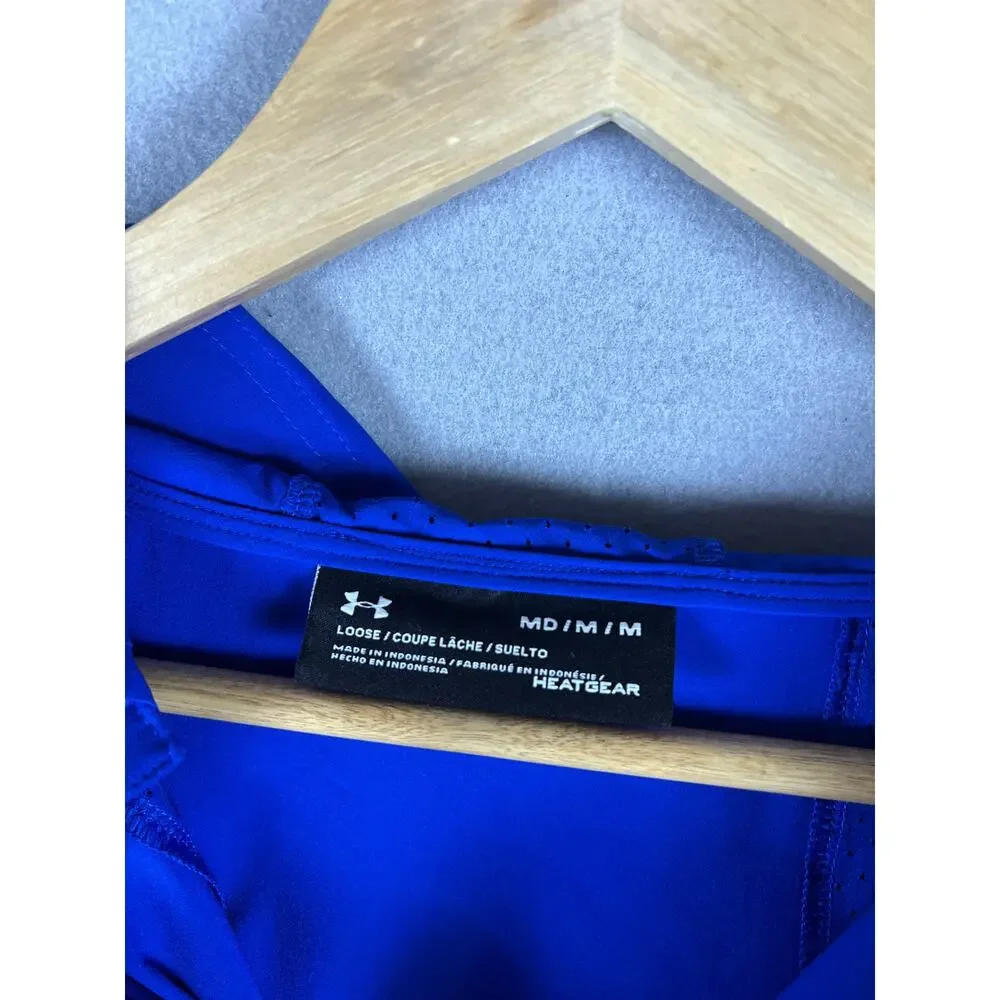 Under Armour Squad Woven 1/2-Zip Jacket Womens M Blue Loose Fit Vented Anorak